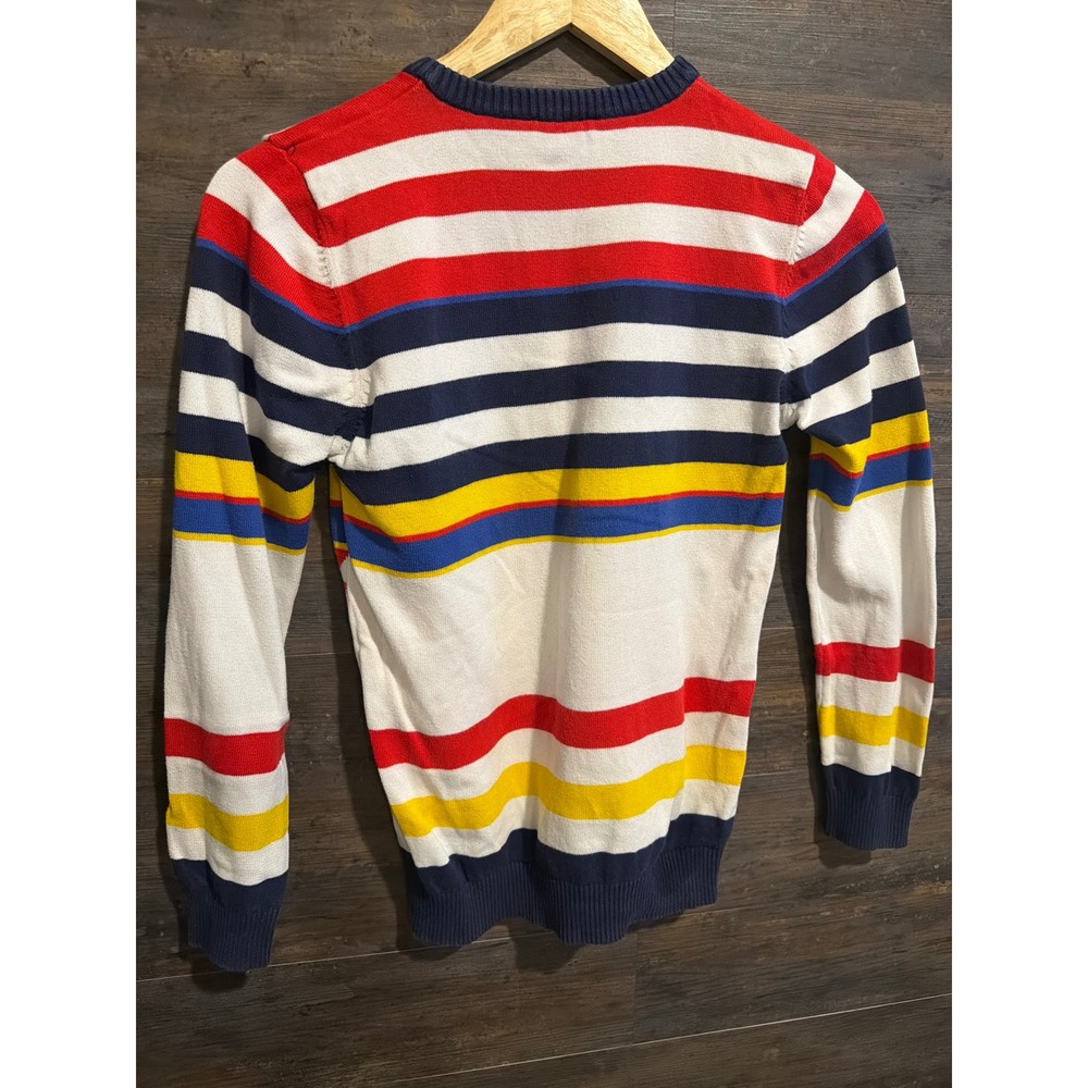 United Colors of Benetton Womens Striped Checkerboard Cotton Sweater Multi EL - Picture 2 of 7